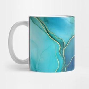 Blue Teal and Gold Abstract Mug